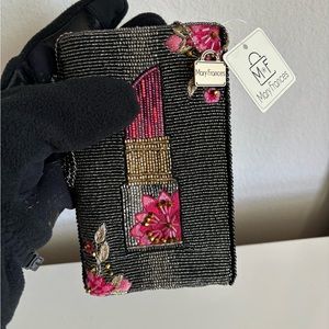 Mary Frances Fierce Beaded Embroidered Glammed Up Phone Glasses Bag Black